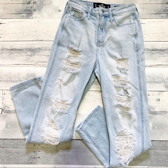 hollister vintage stretch ultra high rise crop straight jeans